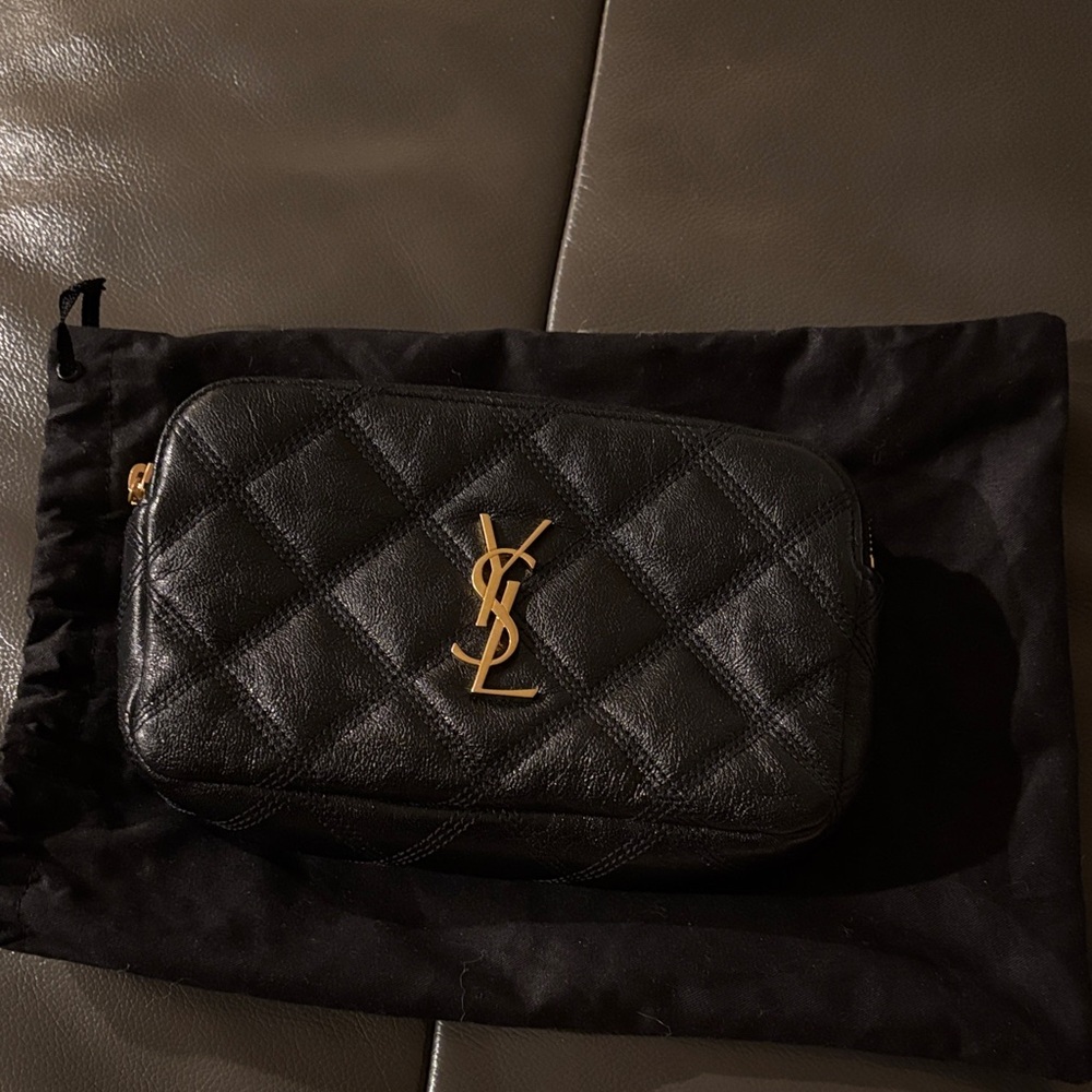 YSL Black Becky double zipped Leather Crossbody
